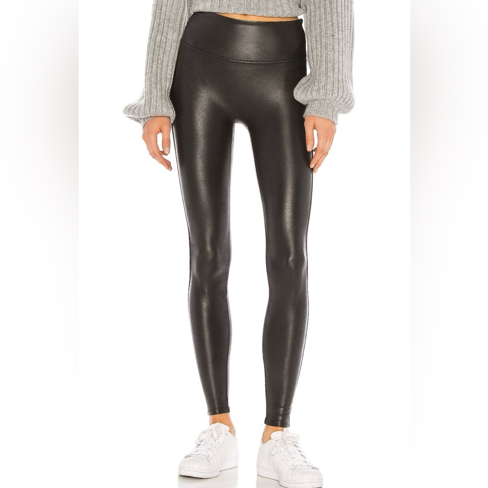 SPANX petite faux leather leggings in black
